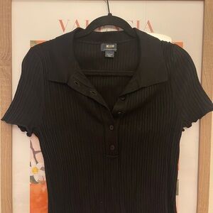 Anthropologie Black Ribbed Women's Top